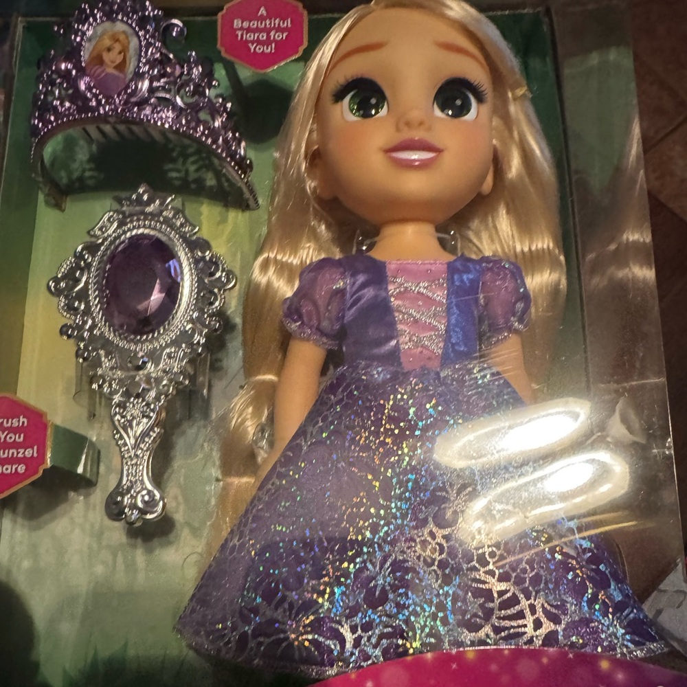 Disney Purple Princess Doll Rapunzel with Sparkly Dress and Accessories